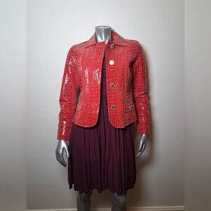 The BEREK Red Croc-Embossed Women's Jacket M